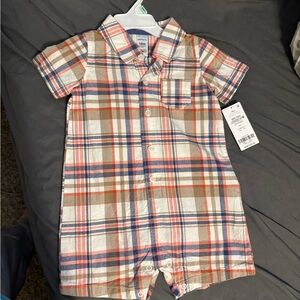 Plaid Short Sleeve Baby Romper